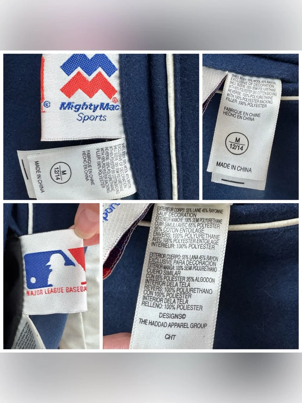 New York Yankees Mighty Mac Letterman Jacket Coat Youth Size M 12/14 Reversible